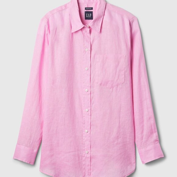 NWT GAP 100% linen long sleeve boyfriend shirt (S tall) - Picture 5 of 5